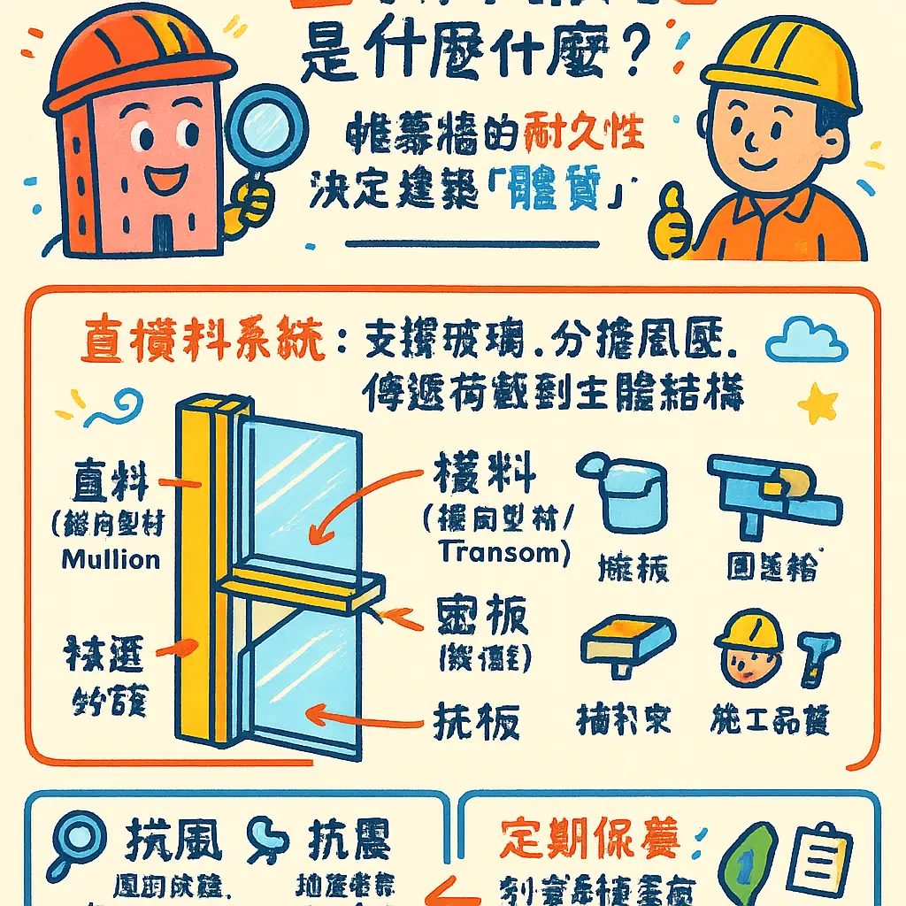玻璃帷幕是什麼 - 直橫料系統