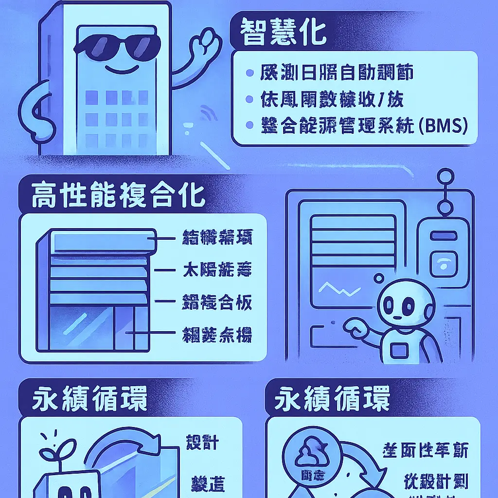 鋁帷幕牆 - 電動百葉窗