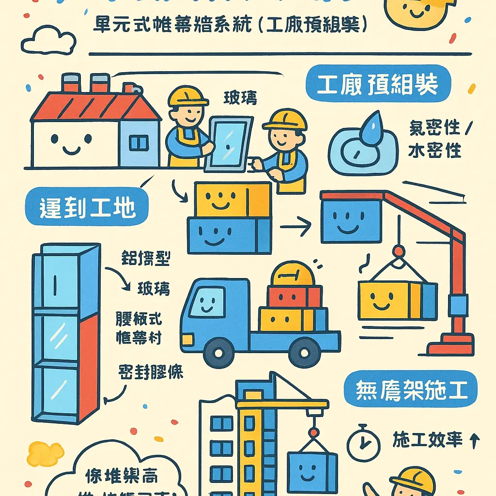 單元式帷幕牆 - 單元開放式帷幕