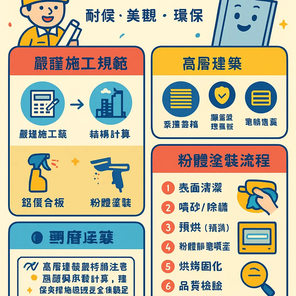 鋁帷幕牆 - 粉體塗裝